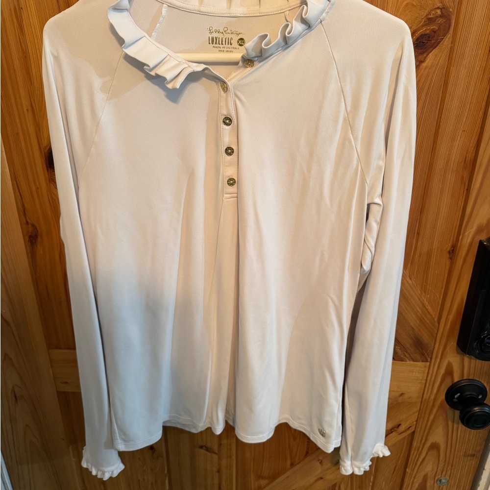 lululemon athletica Cream Ruffle Long Sleeve Top
